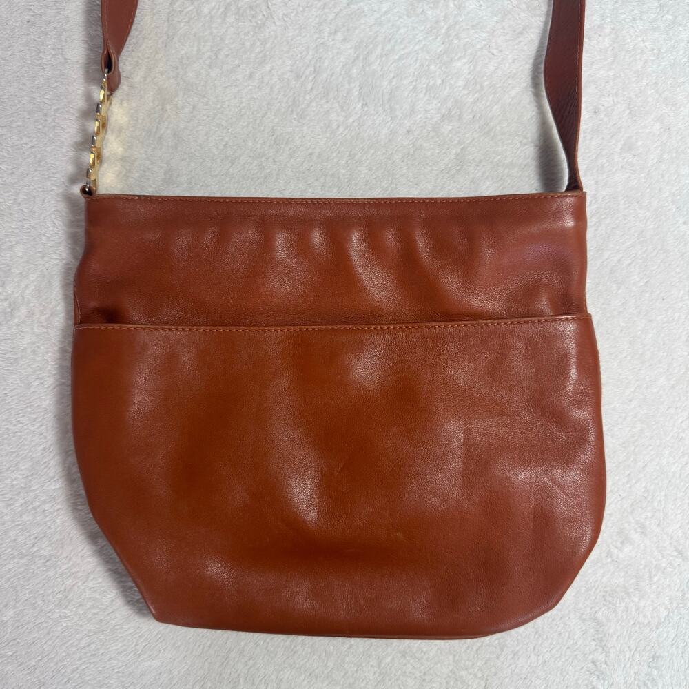 Paloma Picasso Vintage Tan/Brown Leather Bucket Shoulder Bag - Made in Italy